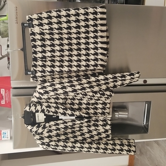 💕L'AGENCE Inez Tweed Blazer + Livia Tweed Skirt Light Camel Black Houndstooth 6 - Picture 11 of 16